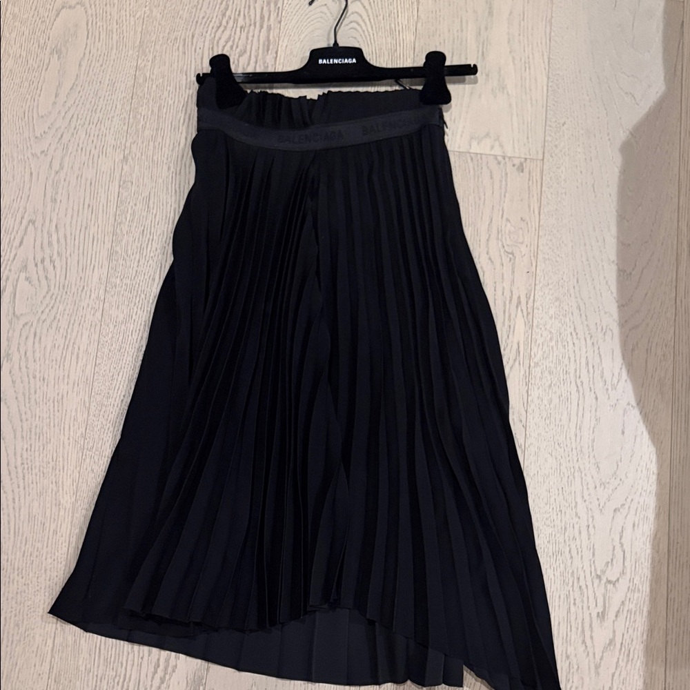Balenciaga Asymmetrical Black Pleated Skirt